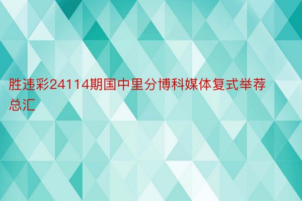 胜违彩24114期国中里分博科媒体复式举荐总汇